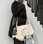 Aesthetic Crossbody Bag with Cute Pins - White
