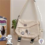 Aesthetic Crossbody Bag with Cute Pins - White