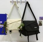 Aesthetic Crossbody Bag with Cute Pins - White