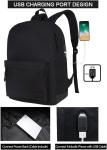 SUPACOOL Casual USB Charging Laptop Backpack Black