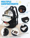 VGOCO Cute Black Multi-Pocket School Backpack