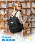 VGOCO Cute Black Multi-Pocket School Backpack