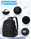 VGOCO Cute Black Multi-Pocket School Backpack