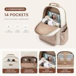 LOVEVOOK Women’s Waterproof Laptop Backpack - Beige-Khaki