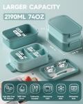 KEMETHY 3-Tier Bento Lunch Box Set Green