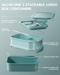 KEMETHY 3-Tier Bento Lunch Box Set Green