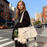 Aesthetic Crossbody Bag with Cute Pins - White