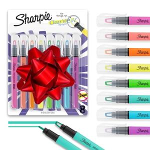Assorted Fluorescent Sharpie Clear View Highlighters, 8 Count