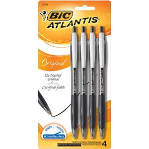 BIC Glide Black Retractable Ballpoint Pens, 4-Pack