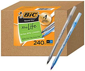 BIC Round Stic Xtra Life Pens - 240 Pack