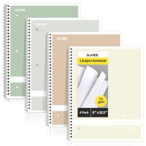 SUNEE College Ruled Spiral Notebooks - 4 Pack