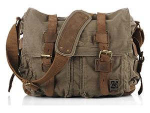 Vintage Military Canvas Laptop Messenger Bag - Army Green