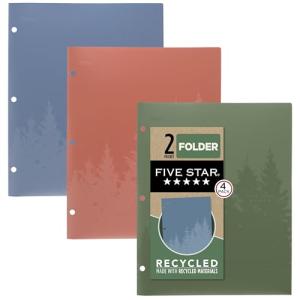 Five Star 4-Pack Recycled Plastic 2-Pocket Folders