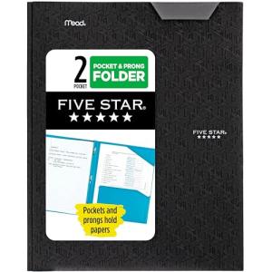 Five Star Stay-Put Plastic Pocket Folder - Black