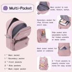Solid Color Multi-Pocket Backpack for Teen Girls