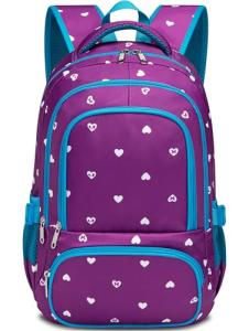 Cute Heart Print Girls' Backpack for School