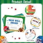 EYxsaxenk Football Achievement Award Certificates - 60Pcs End of Season Football Team Award Certificate Paper Sport Game Ceremony Award Certificate of Achievement for Kid Student Reward Teacher Supply