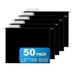 50 Pack Black Hanging File Folders with Tabs