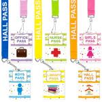 Set of 6 Hall Pass Lanyards for Teachers