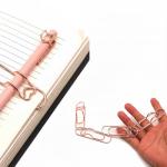 NELJIBEHU 12-Pack Pen Holder Clips for Notebook, Cute Heart Paper Clips,Rose Gold Office Supplies(12 Rose Gold)