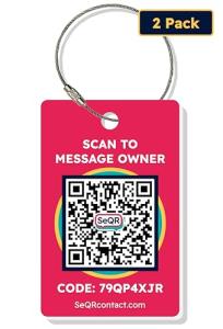 Secure Luggage Tags | Smart QR Bag Tags for luggage backpack suitcase recovery | Includes private messaging that keeps personal info private | Customizable tag for travel baggage, kids backpack & work