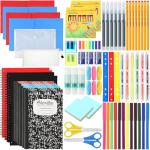 Gilprop 2 Set School Supply Kit 88 Pcs Back to School Supplies for Students School Essential Supplies Bundle Kit Include Pencil Notebook Ruler Glue Scissor Sticky Note Eraser Pencil Sharpener