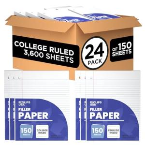 College Ruled Loose Leaf Notebook Paper, 150 Sheets