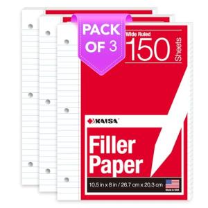 Wide Ruled Loose Leaf Filler Paper, 150 Sheets