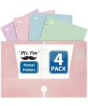 Pastel Pocket Folders 4-Pack for School Use