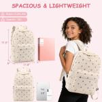 Corduroy Teen Girls School Backpack - Strawberry Beige
