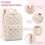 Corduroy Teen Girls School Backpack - Strawberry Beige