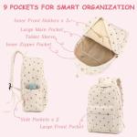 Corduroy Teen Girls School Backpack - Strawberry Beige