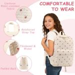 Corduroy Teen Girls School Backpack - Strawberry Beige
