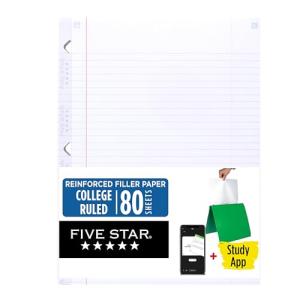 Five Star Reinforced College Ruled Loose Leaf Paper