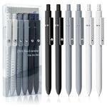UIXJODO 6 Pcs Gel Pens 0.5mm Quick Dry Black Ink Pens Fine Point Smooth Writing Pens, Cute Office and School Supplies Gifts for Women Teacher Students (6 Pcs Black White Grey Silver)