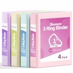 Pastel 1-Inch D Ring Binders - 4 Pack