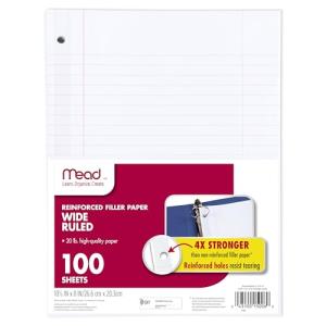 Mead Wide Ruled Loose Leaf Paper, 100 Sheets