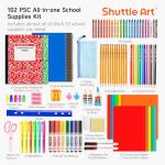 Shuttle Art 102 PCS Back to School Supplies Kit, School Supply Box for Grades K-5, School Supplies for Kids and Students, Including Pencils, Pens, Markers, Erasers, Notebooks, Folders and More