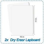 2 PC Small White Board Dry Erase Classroom Pack Boards 9"x12” Personal Whiteboards for Students Teachers School Supplies Lapboards,with Whiteboard Erasers Incl and Colors Pens