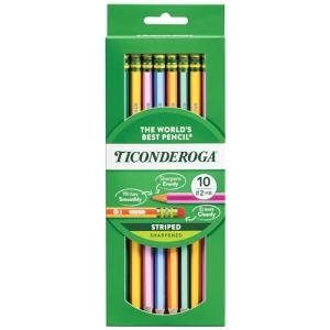 Ticonderoga Striped Wood Pencils, Pack of 10