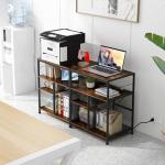 superbpag Printer Stand, 4 Tier Printer Table with Power Outlets and USB Charging Port, Adjustable Storage Shelf for Printer Scanner Fax CPU Shredder Use, 21.7" W x 15.7" D x 26.5" H, Rustic Brown