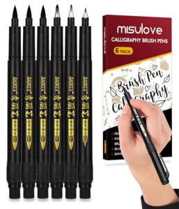 MISULOVE Calligraphy Brush Markers Set – 6 Pack