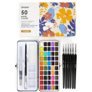 50-Color Watercolor Paint Set with Detail Brush