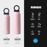 Ringo Insulated Water Bottle - Compatible MagSafe Water Bottle w/Phone Holder - Stainless Steel School Water Bottle w/Magnetic Phone Mount for Kids & Adult- Hot 12H, Cold 24H 360° Rotate - Pink 24oz