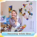 Nezyo 75 Pieces Magnetic Painting Canvas Panel Mini Canvas Boards Round Mini Canvases Mini Tile Art for Painting Magnetic Fridge Locker Art Paints Crafts DIY Kit (4 Inch)