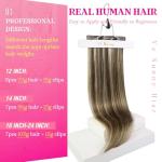 Ve Sunny Clip in Hair Extensions Human Hair Highlights Brown Clip in Hair Extensions Dark Brown with Caramel Brown Highlights Hair Extensions Clip ins for School 7pcs 120g 20inch