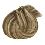 Ve Sunny Clip in Hair Extensions Human Hair Highlights Brown Clip in Hair Extensions Dark Brown with Caramel Brown Highlights Hair Extensions Clip ins for School 7pcs 120g 20inch