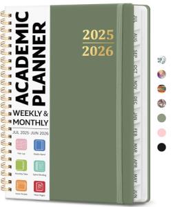 A5 Academic Planner 2024-2025 - Green Hardcover