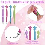 Zuazaor 24 Pack Shinng Star Party Pens Black Gek Ink for Adults Office School Crhistmas Valentine's Wedding Party Supplies (Glitter Star)