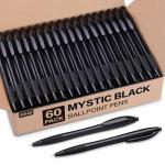 Sikao Black Pens Bulk Gripped Slimster Retractable Ballpoint Pen Medium Point Black ink Smooth Writing Pens for Journaling (60Pack)